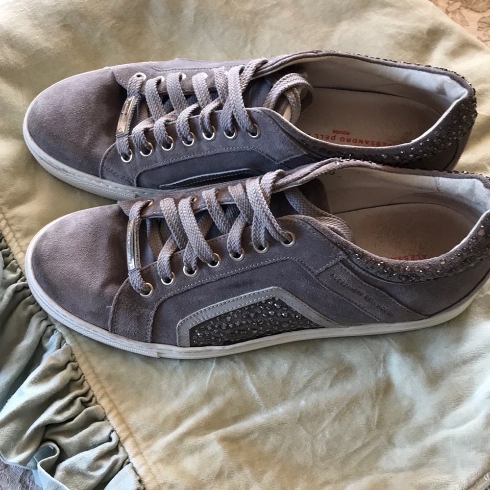 Alessandro Dell’Acqua suede and sparkle sneakers. Gorgeous gray/taupe color 10.